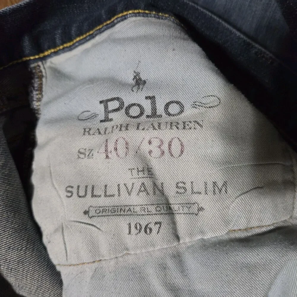 Polo Ralph Lauren The Sullivan Slim Denim Jeans Men's 40x30 Blue Distressed